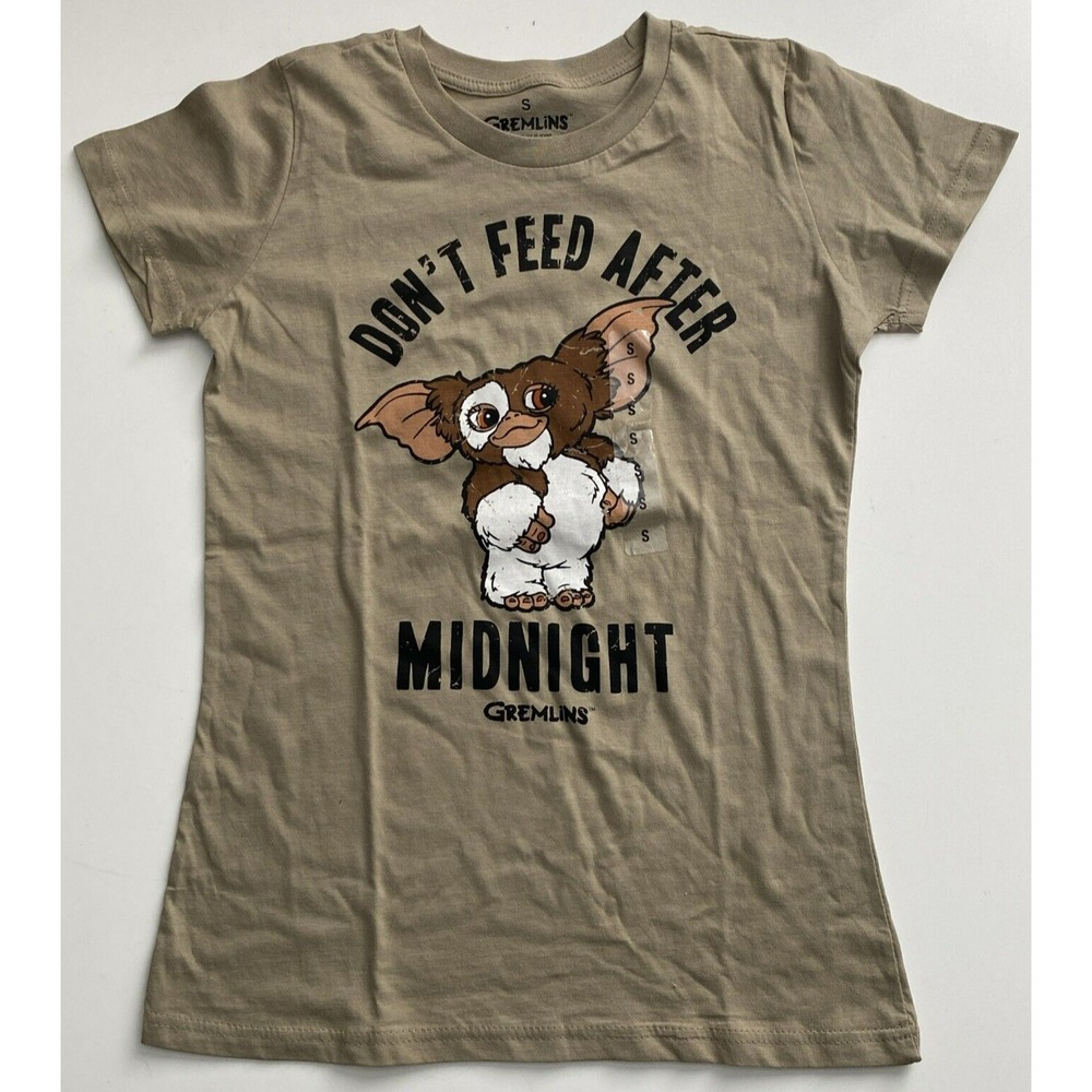 Gremlins Gizmo T-shirt Women Small Khaki Brand New Don't Feed After Midnight